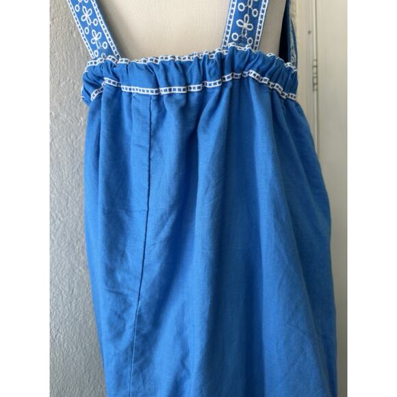 J.Crew Goddess Maxi Dress Eyelet Trim Linen Blend Lined Summer Beach Sz Med - Picture 13 of 16